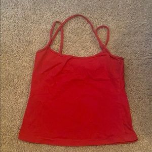 red over the neck and normal straps crop top.